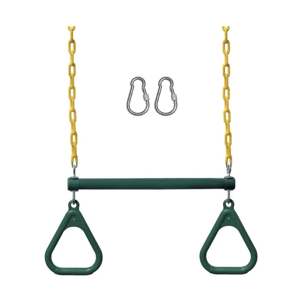 New Jungle Gym Kingdom 18" Trapeze Swing Bar Rings 48" Heavy Duty Swing Set